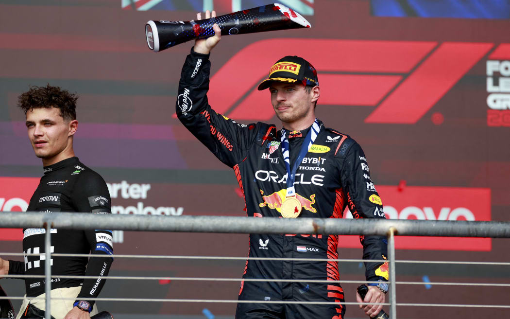 VERSTAPPEN Max (ned), Red Bull Racing RB19, portrait podium during the 2023 Formula 1 Lenovo United States Grand Prix, 18th round of the 2023 Formula One World Championship from October 20 to 22, 2023 on the Circuit of The Americas, in Austin, USA - Photo DPPI (Photo by DPPI / DPPI / DPPI via AFP)