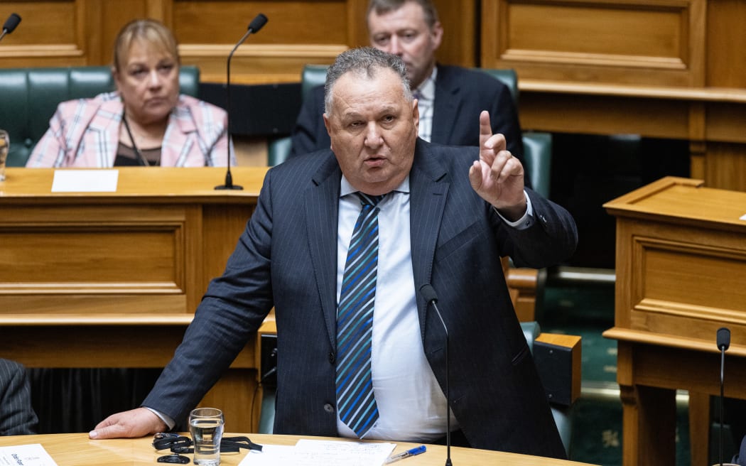 New Zealand First MP, Shane Jones during Parliament's obituaries for fallen Te Pāti Māori MP Takutai Tarsh Kemp.