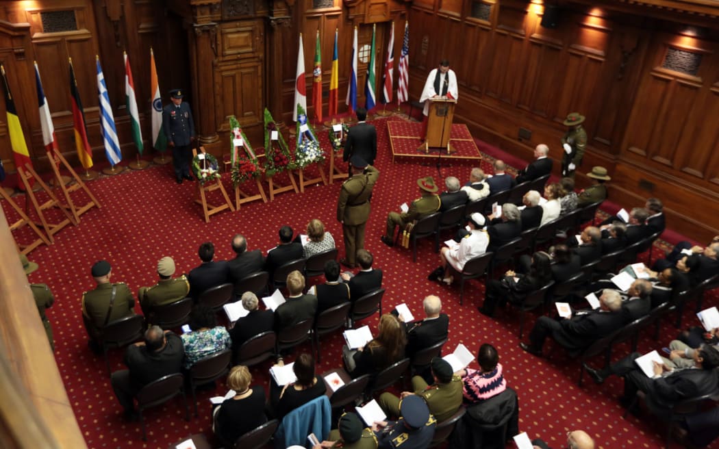 The wreath laying ceremony in Parliament.