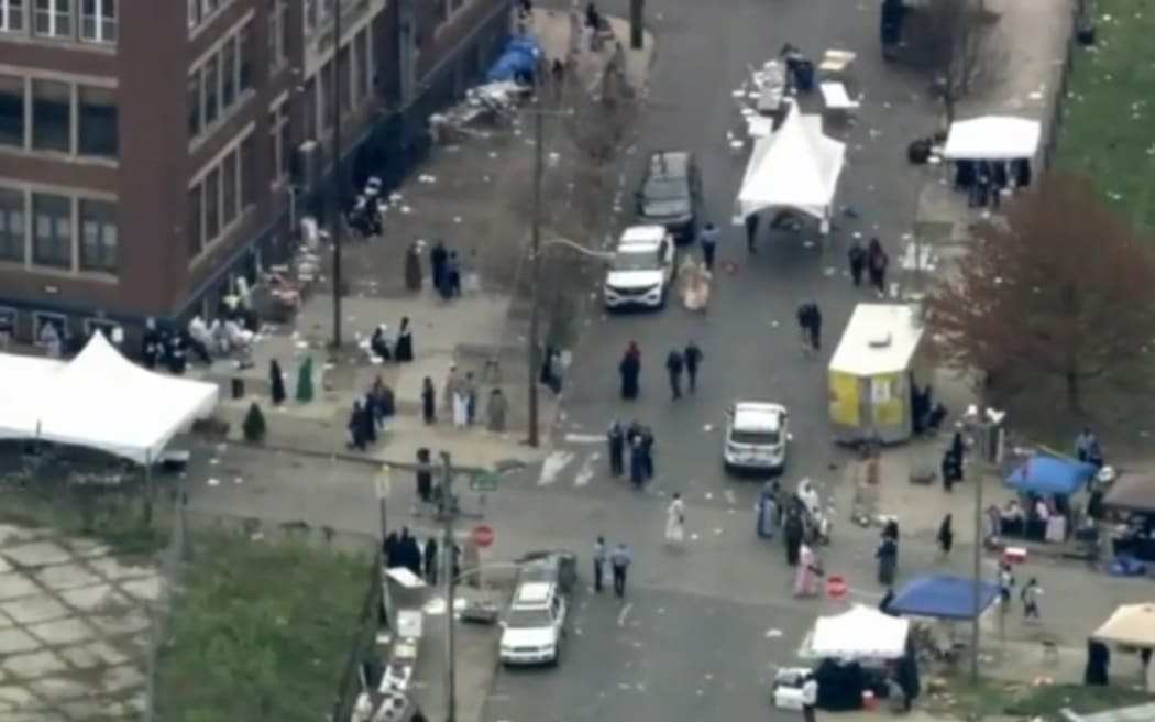 The scene of a shooting in the Parkside section of Philadelphia, USA.