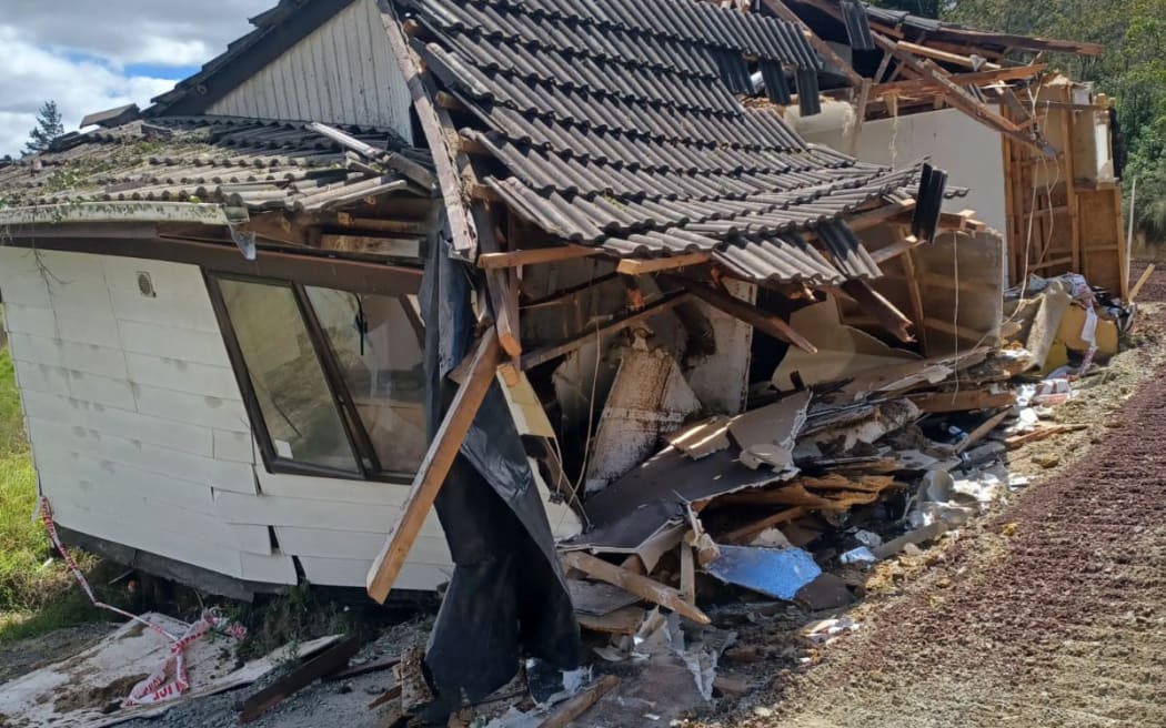 The accident left the house abandoned and badly damaged on a rural road in the Far North.