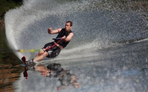 A man water skiing