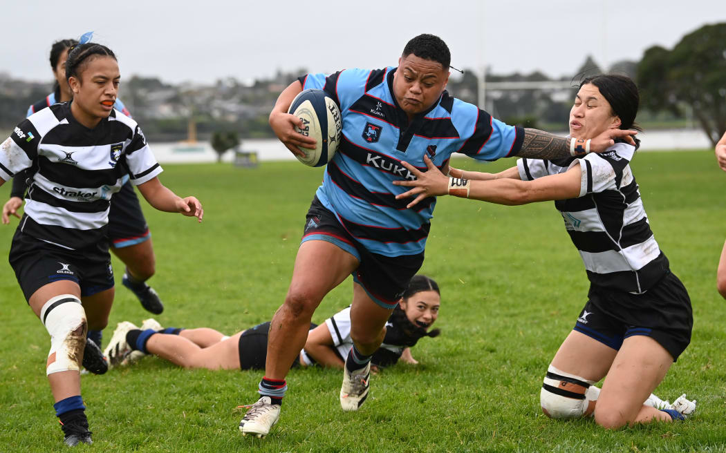 Marist's Mele Hufanga against the Ponsonby Fillies in the  Coleman Shield final in 2022.