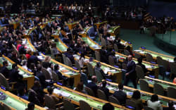 General view of the emergency special session over Jerusalem held by UN General Assembly in New York, United States on December 21, 2017.