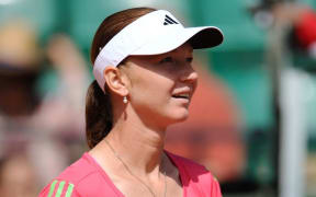 (FILES) In this file photo taken on May 22, 2011, Czech Republic's Renata Voracova reacts while playing against France's Alize Cornet during their women's singles first round match in the French Open tennis championship in Paris.