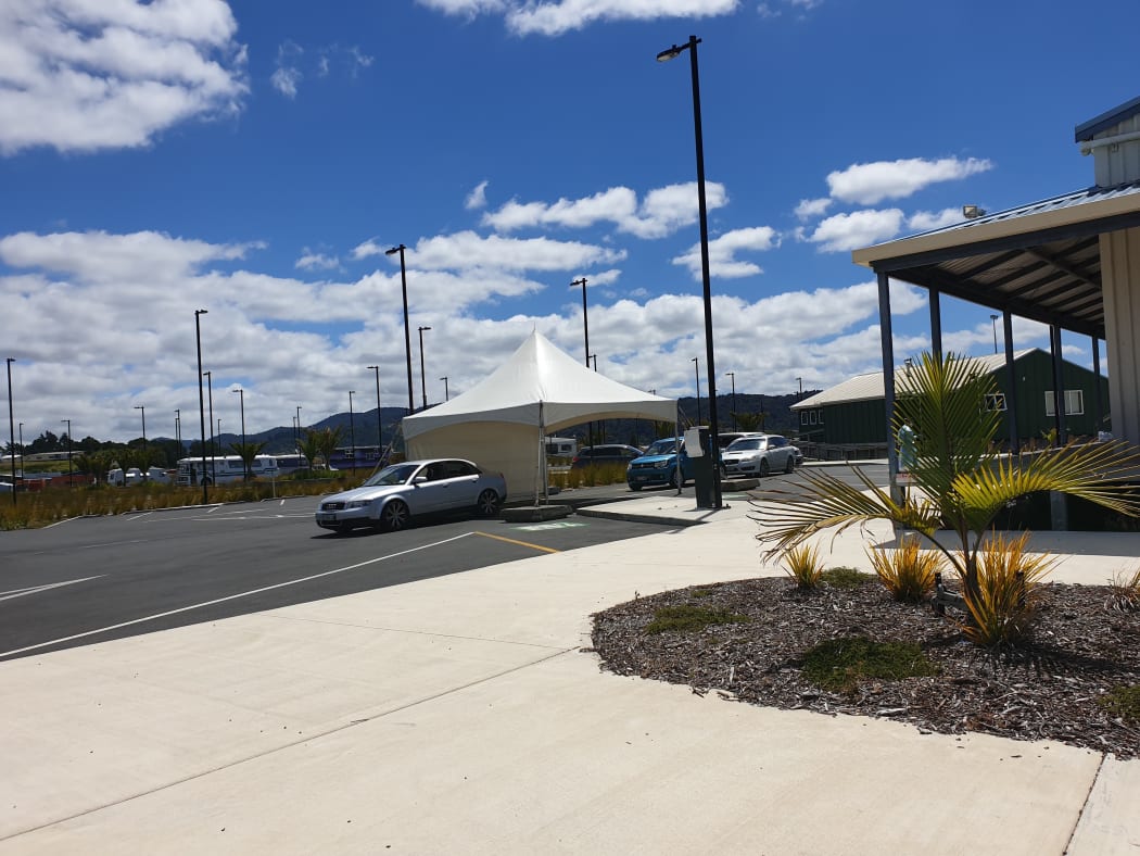 A covid testing centre tent in Whangarei.