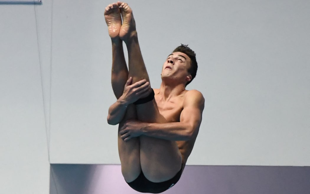 New Zealand's Anton Down-Jenkins competes in the men's 3m springboard diving event during the 2019 World Championships at Nambu International Aquatics Centre in Gwangju on July 17, 2019.