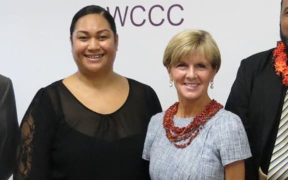 'Ofa Guttenbeil-Likiliki (left) and the Australian minister of foreign affairs Julie Bishop (right).