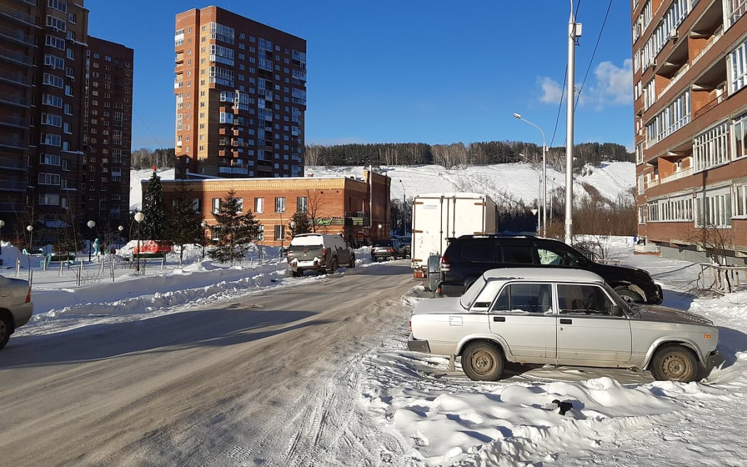 Suburb in the Siberian City of Novosibirsk in Winter