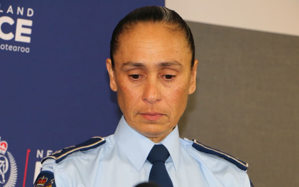 Waitematā District Commander Superintendent Naila Hassan speaks to media after the death of Constable Matthew Hunt.