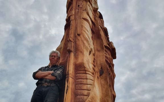 Chris Elliott did much of the detailed carving alongside master carver Hugh Tareha