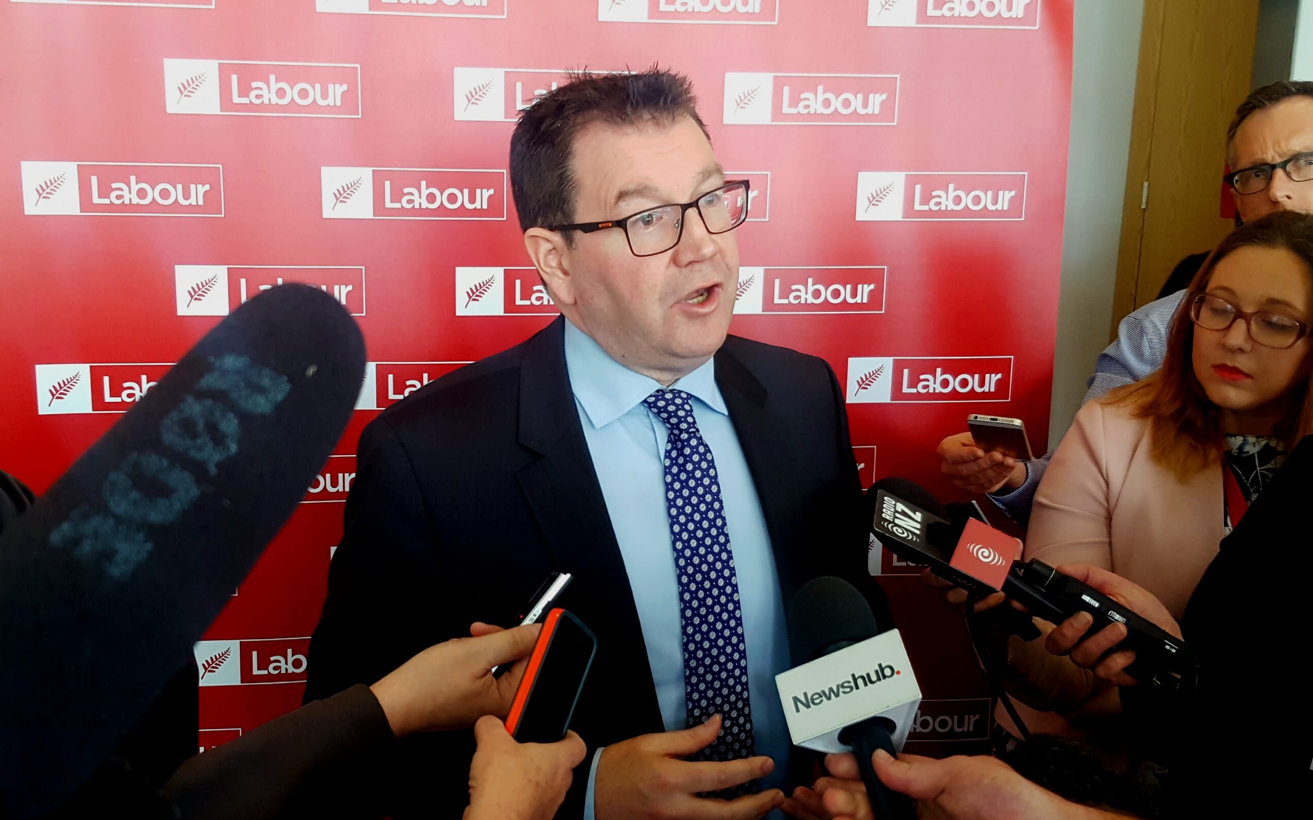 Labour Party finance spokesperson Grant Robertson gives details at the release of his final Future of Work report.
