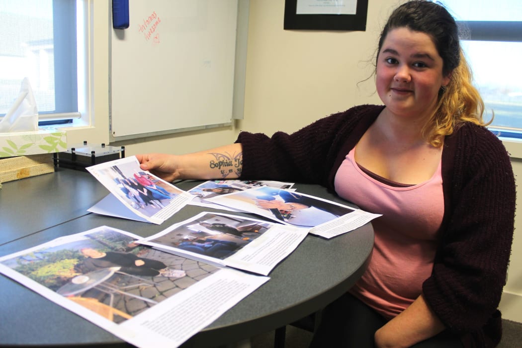 A photo of Courtney Watts and the images from her photography project