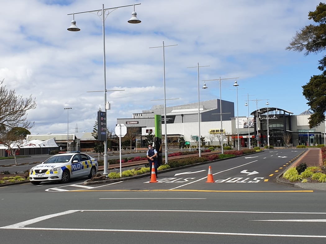 Police at LynnMall in New Lynn, Auckland.