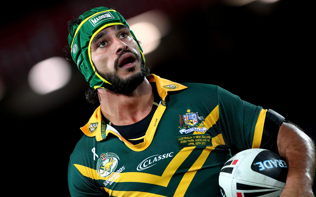 Kangaroos' Johnathan Thurston looks on. Anzac Rugby League test match, New Zealand Kiwis v Australia Kangaroos at Eden Park, Auckland, New Zealand. Friday 20th April 2012. Photo: Anthony Au-Yeung/photosport.co.nz