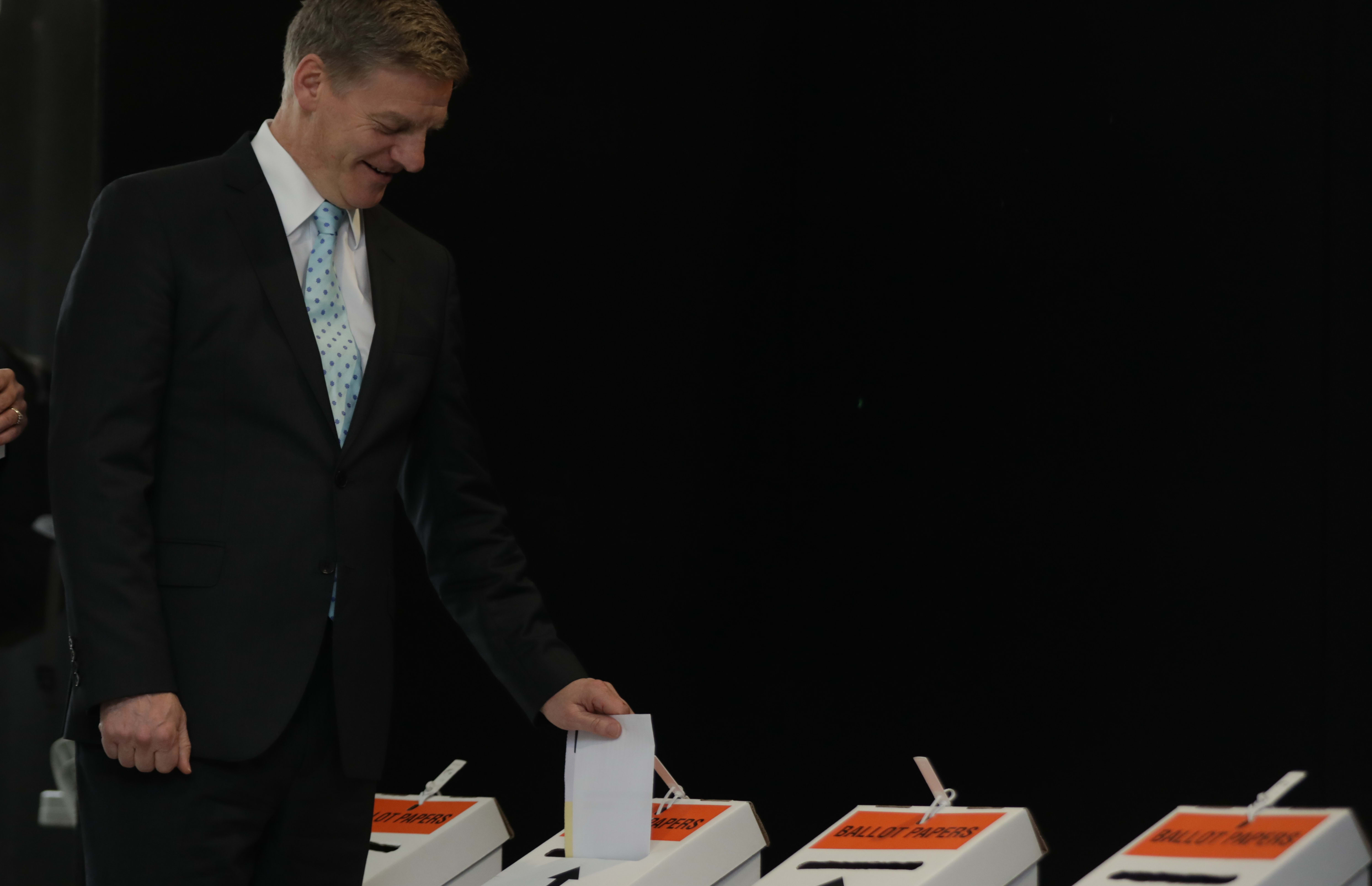 Bill English and wife Mary voting on 21 September.