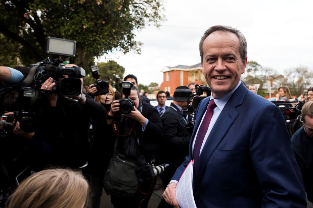 Australian Labor Party leader Bill Shorten arrives at Moonee Ponds West Public School to cast his vote in Melbourne.