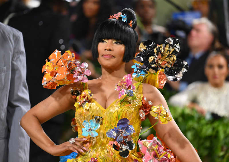 US rapper Nicki Minaj arrives for the 2024 Met Gala at the Metropolitan Museum of Art.