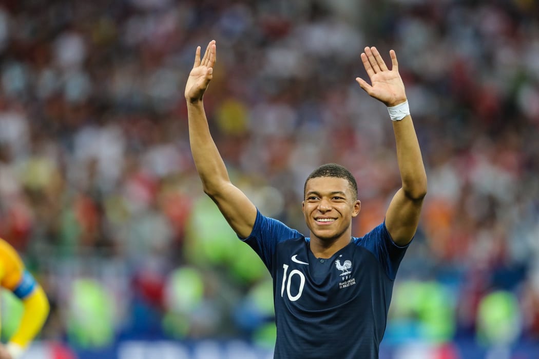 Kylian Mbappé during the World Cup final win over Croatia