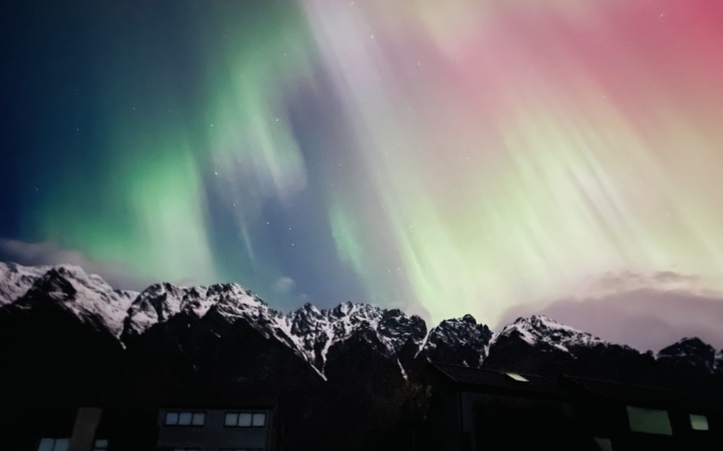 An image of the aurora australis taken by Kate Walker from Jack's Point in Queenstown at 11.19pm on 11 October 2024.