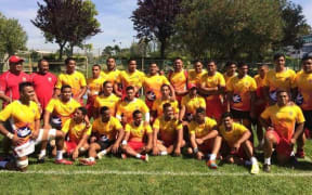 The Tonga Under 20s train in Lisbon at the World Rugby Junior Trophy.