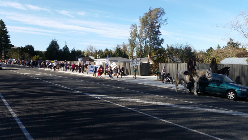 The Walk for Water march to Hastings CBD included two horses and about 200 people.