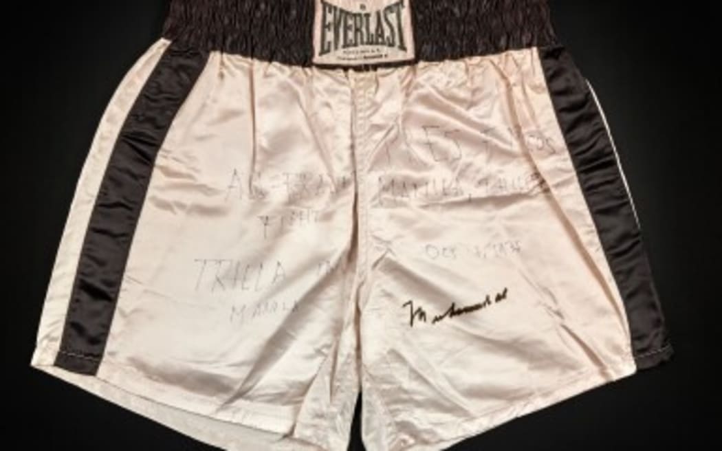 The trunks from the 'Thrilla in Manila' are expected to go for upwards of $10 million.