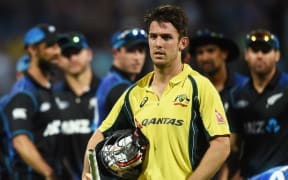 Mitchell Marsh on his way back to the dressing room at Seddon Park, Hamilton, New Zealand. Monday 8 February 2016. Copyright photo: Andrew Cornaga / www.photosport.nz