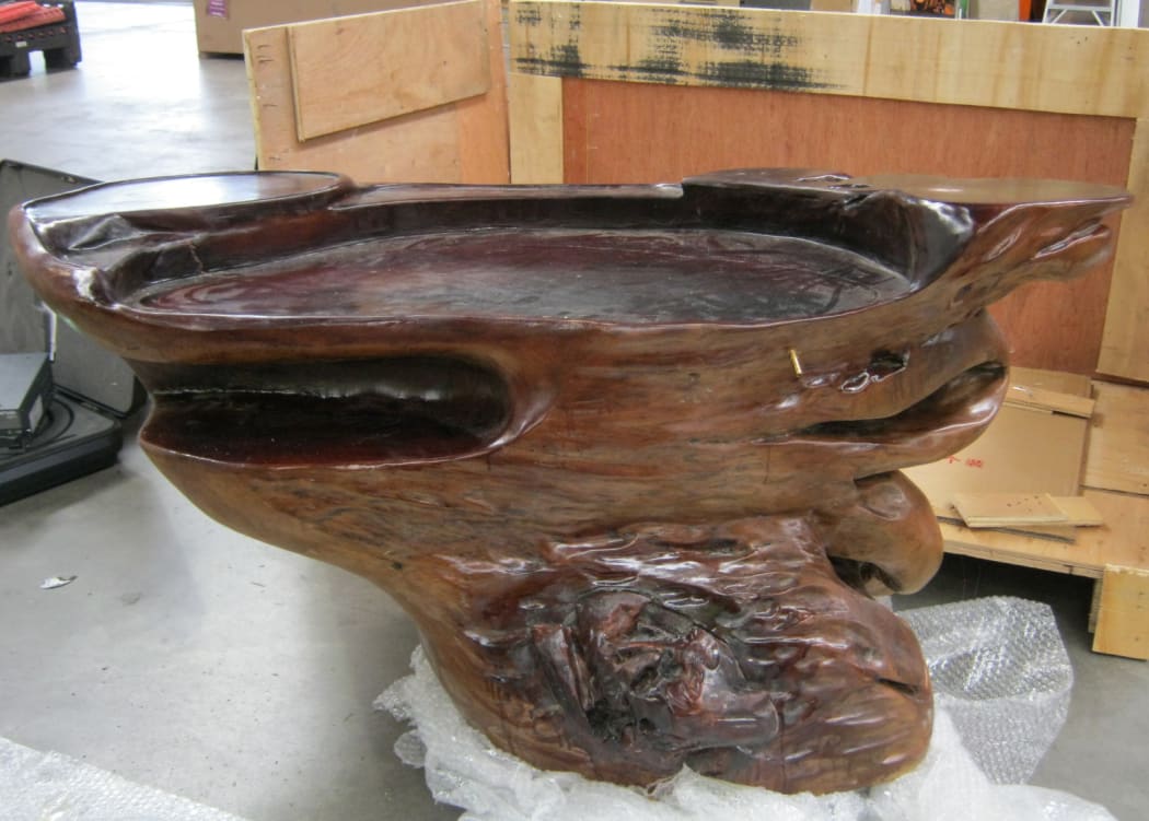 The coffee table seized by Customs with 9kg of methamphetamine hidden inside.