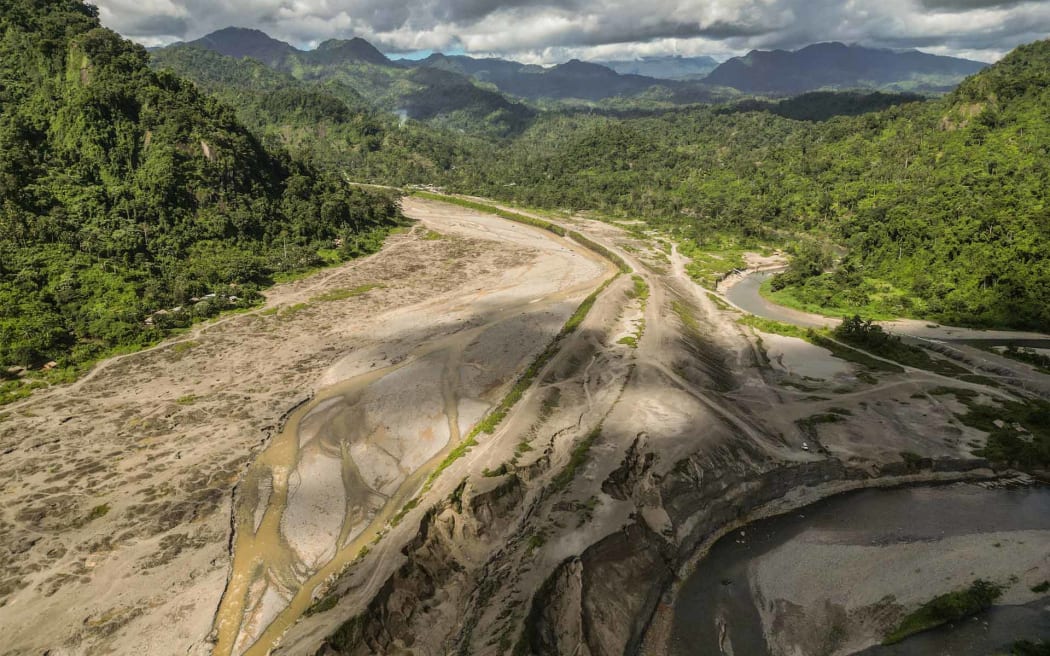 View of the tailings located downstream of the Panguna mine.