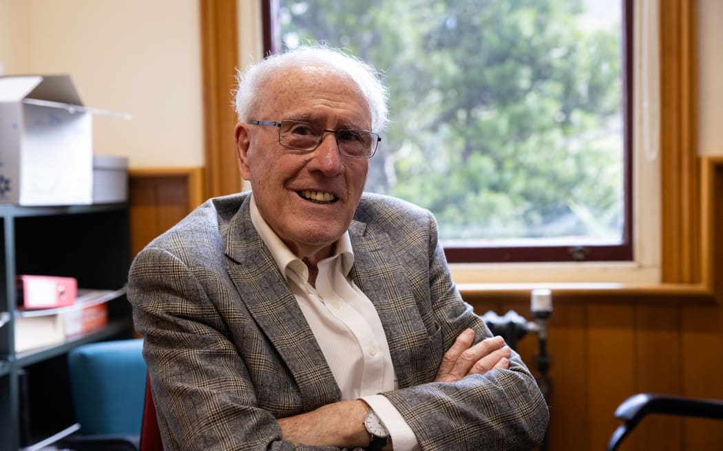 Sir Geoffrey Palmer in his office at the Victoria University of Wellington Law School.