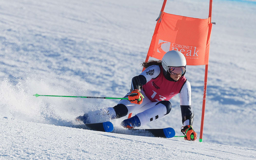 Piera Hudson from New Zealand in action during the FIS Giant Slalom, 2024, Cardrona