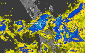Rain radar showing Auckland weather on 21 July 2023.
