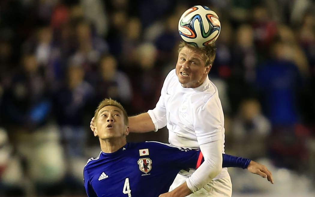 All Whites defender Ben Sigmund playing against Japan 2014.