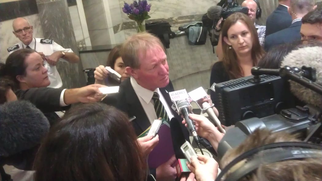 Conservation Minister Nick Smith questioned by journalists on Tuesday.