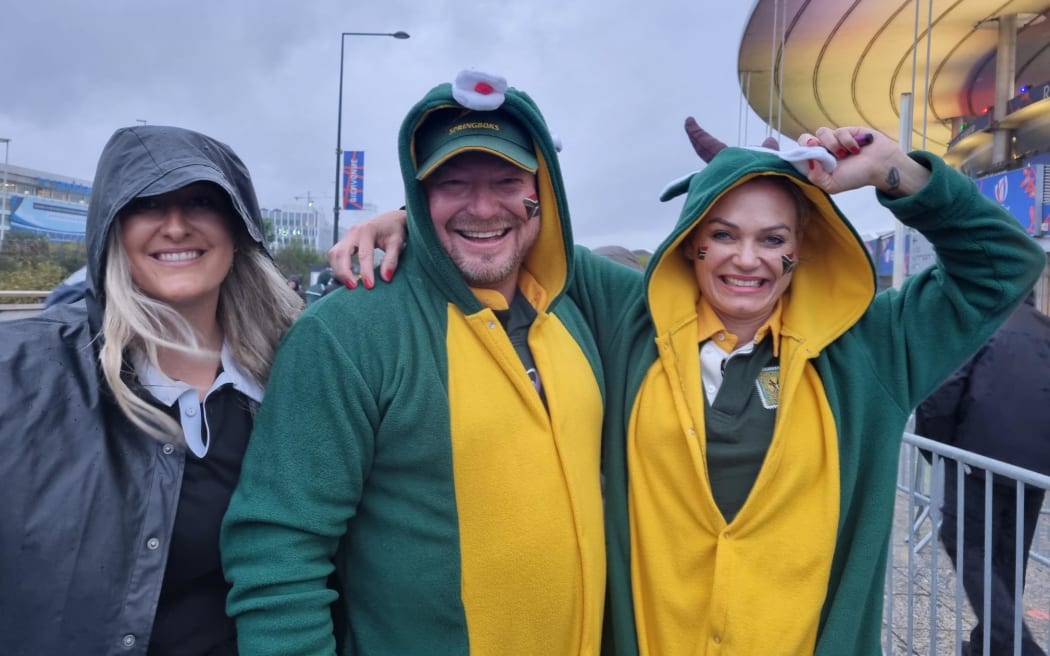 New Zealand, South African, France and England fans are out in force to show their support for their teams and their love of rugby as the All Blacks and Springboks prepare to play each other in the Rugby World Cup finals at State de France in France on Saturday night, Sunday morning NZT.