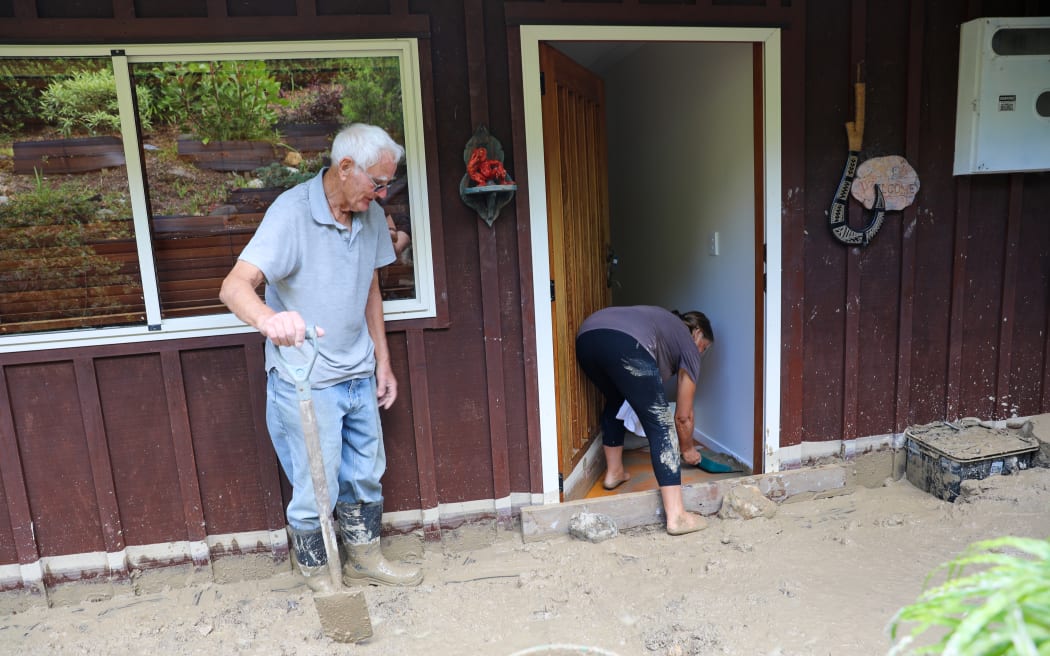 Tairua slip - Mt Paku resident Tony Jacobs during the clean up at a property on Motuhoa Road - 22 January 2026