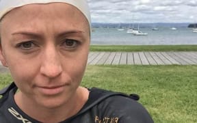 A shark in Pilot Bay surprised Auckland swimmer Sarah O’Grady.