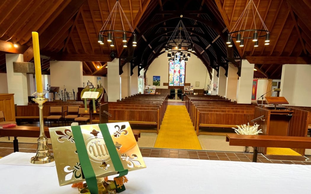 Inside the church.
