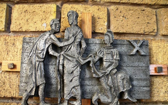 Wall Plaque depicting one of the stations of the cross