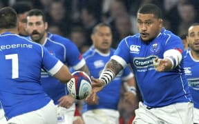 Manu Samoa players wearing new kit supplier Canterbury. The Samoa Union is now in a dispute with former supplier BLK.