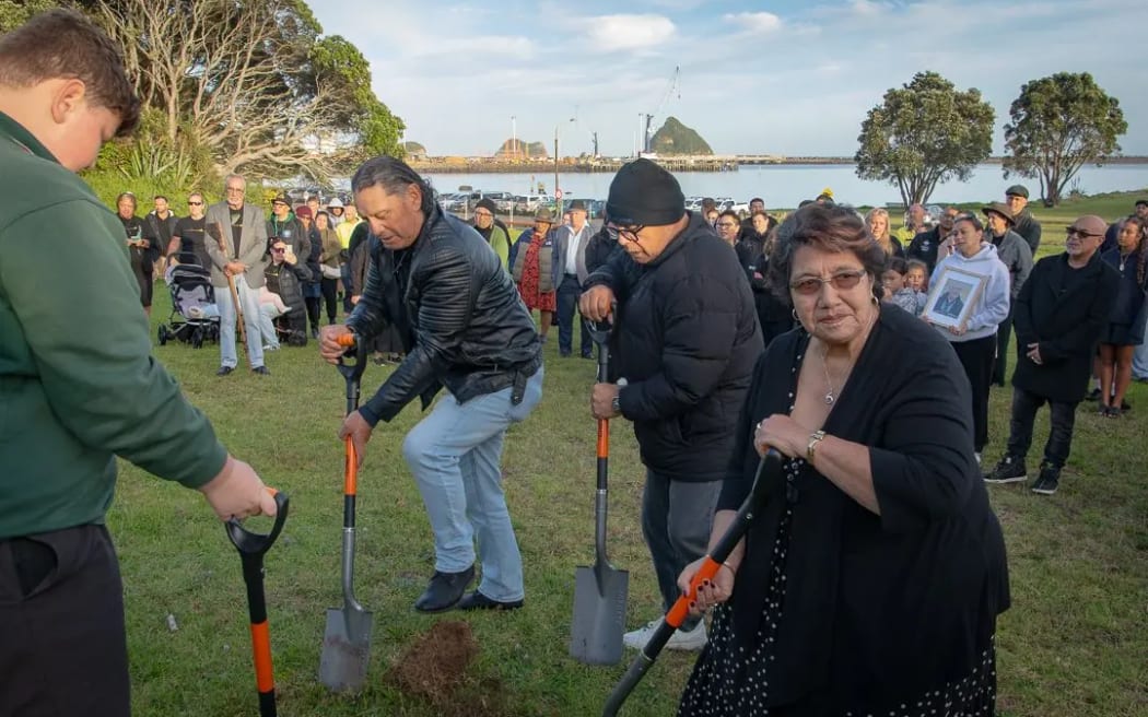 Kuia Rita Rukuwai led the multi-generation group that turned the whenua to start the marae build