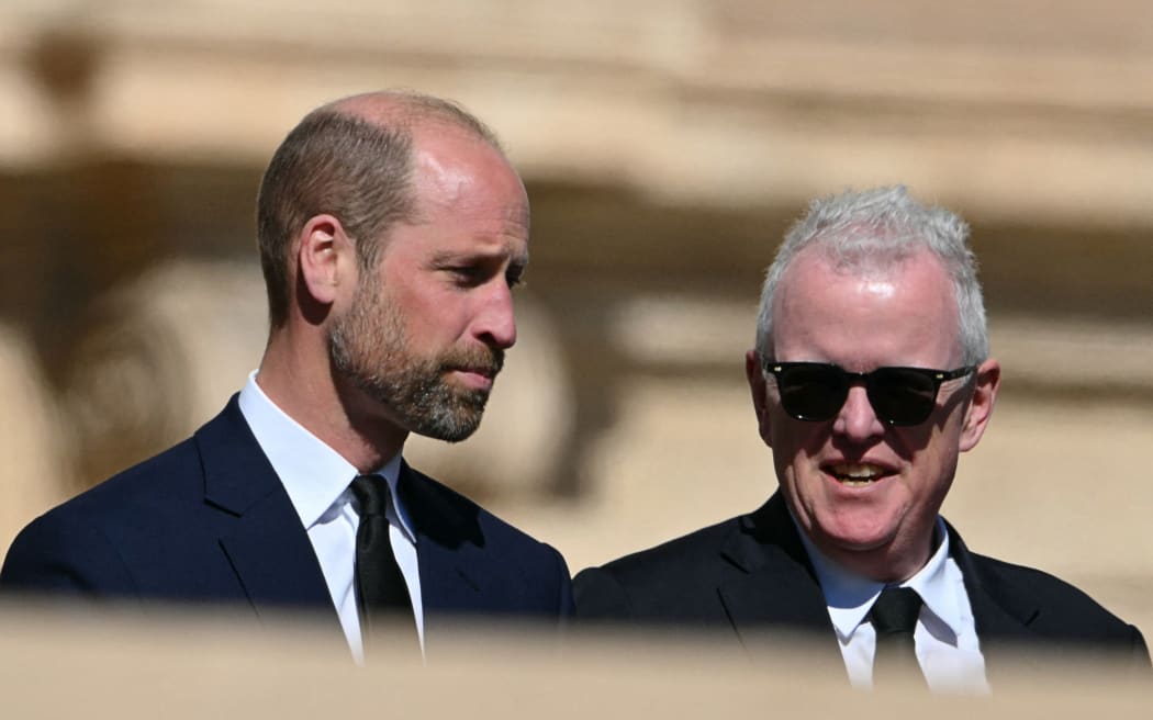 Britain's Prince William, Prince of Wales (L)( arrives for late Pope Francis' funeral ceremony at St Peter's Square at the Vatican on April 26, 2025. (Photo by Alberto PIZZOLI / AFP)