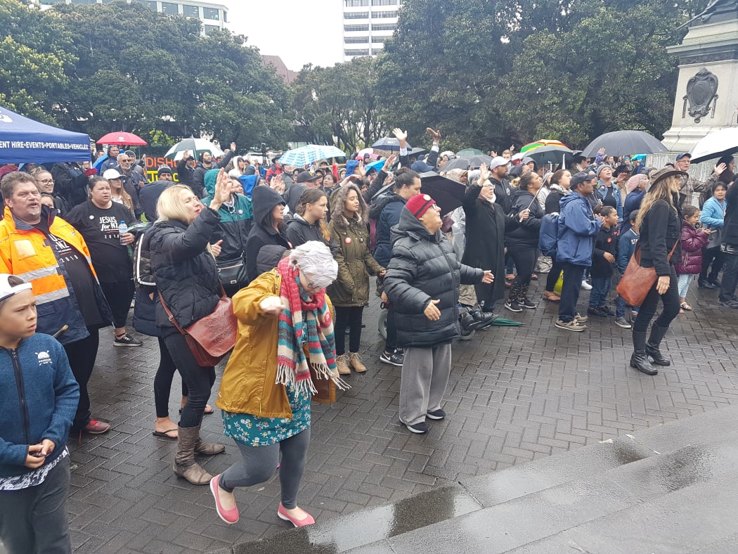 A rally protesting against the removal of a reference to Jesus in the parliamentary prayer.