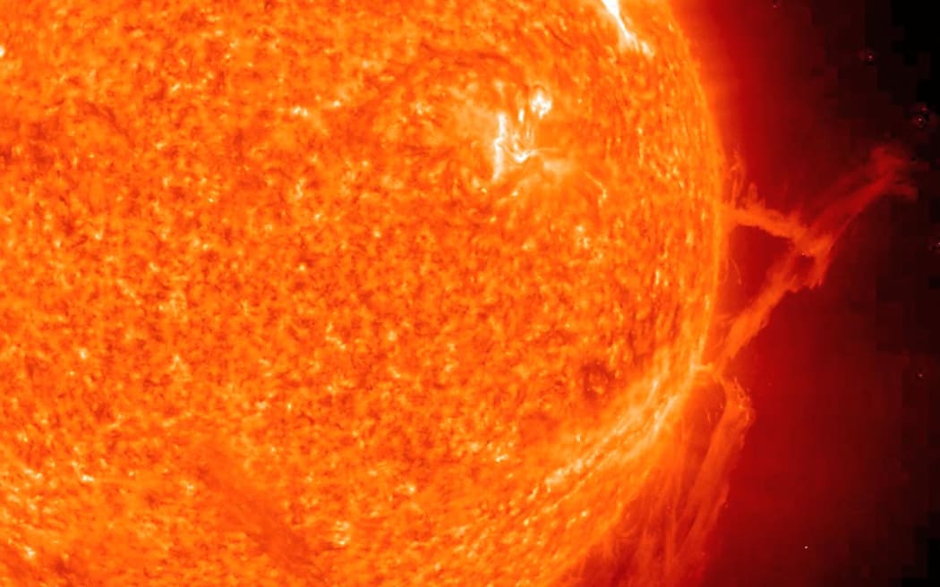Astronomers captured this image of a long solar filament erupting from the sun on 6 December, 2010.