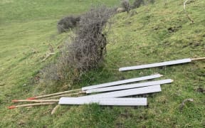 Willow poles prepared for planting.