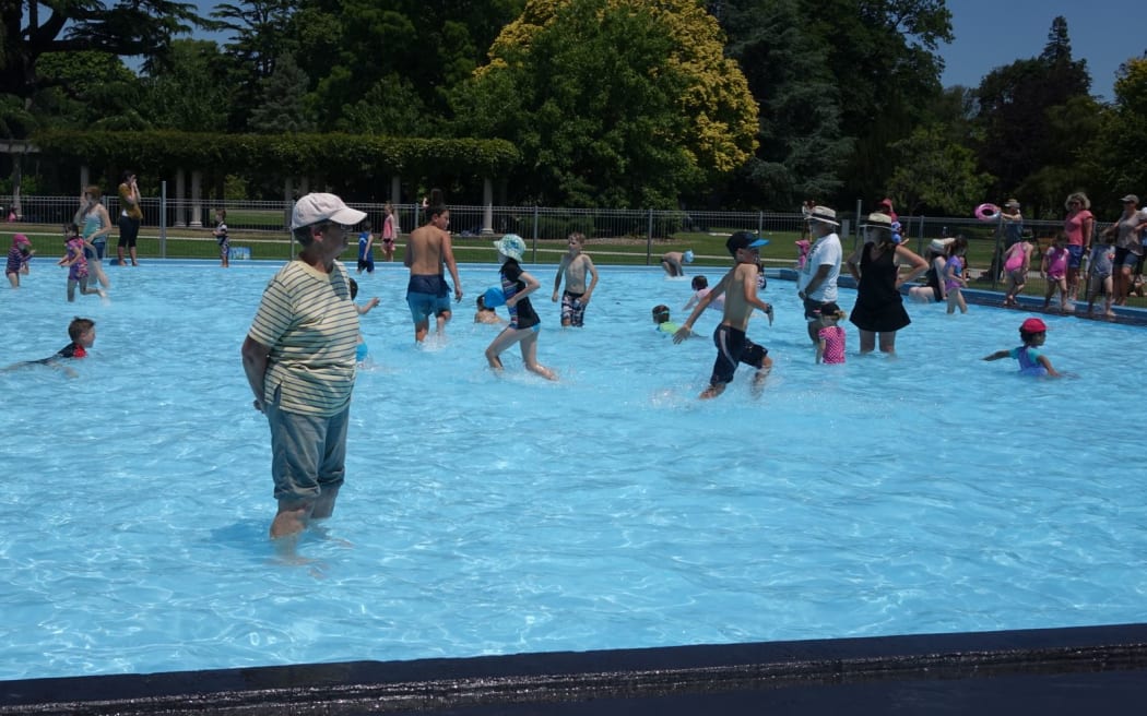 Cooling off in Christchurch Botanic Gardens.