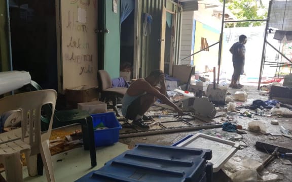 The detention centre after police moved in.