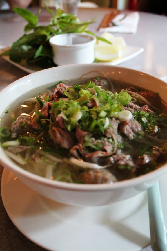 Pho, traditional beef noodle broth