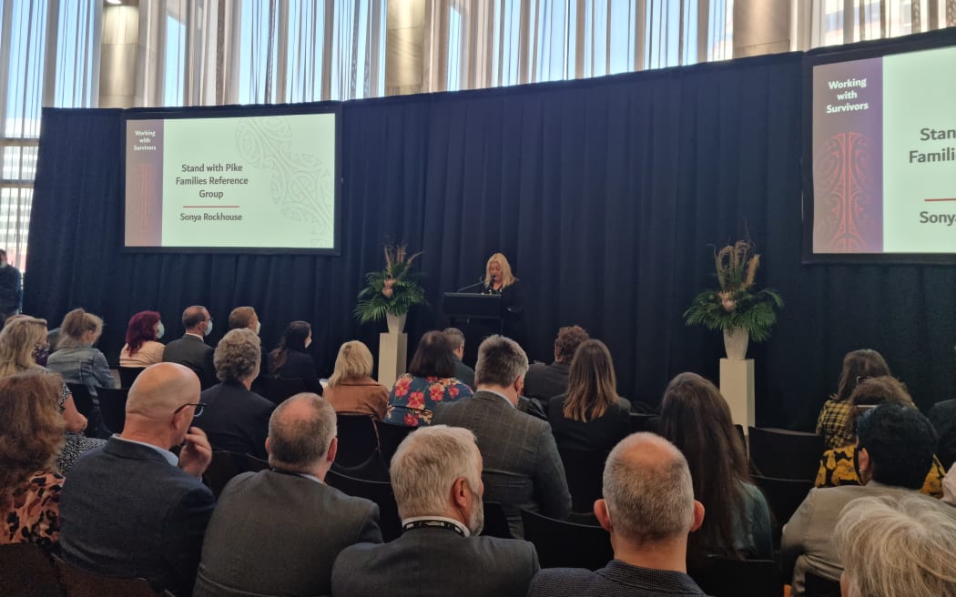 Sonya Rockhouse, whose 21-year-old son died in the Pike River disaster, speaks at the launch of the Working with Survivors standards.